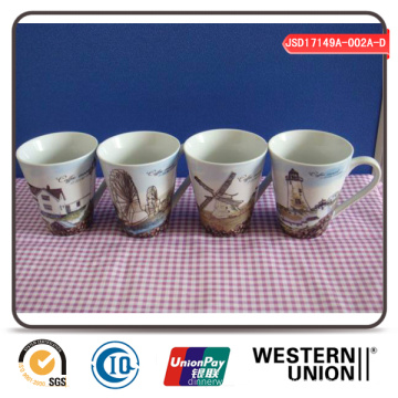 Taza de porcelana de diseño de molino de viento en forma de V